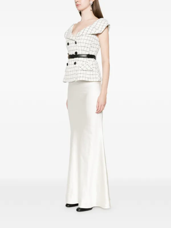 Self-Portrait Button Belted Maxi Dress | Neutrals | FARFETCH Self-Portrait Button Belted Maxi Dress | Neutrals | FARFETCH