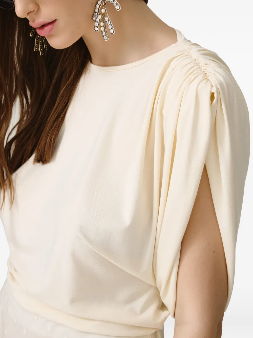  Pnk Oversized-shoulders Top - Neutrals 