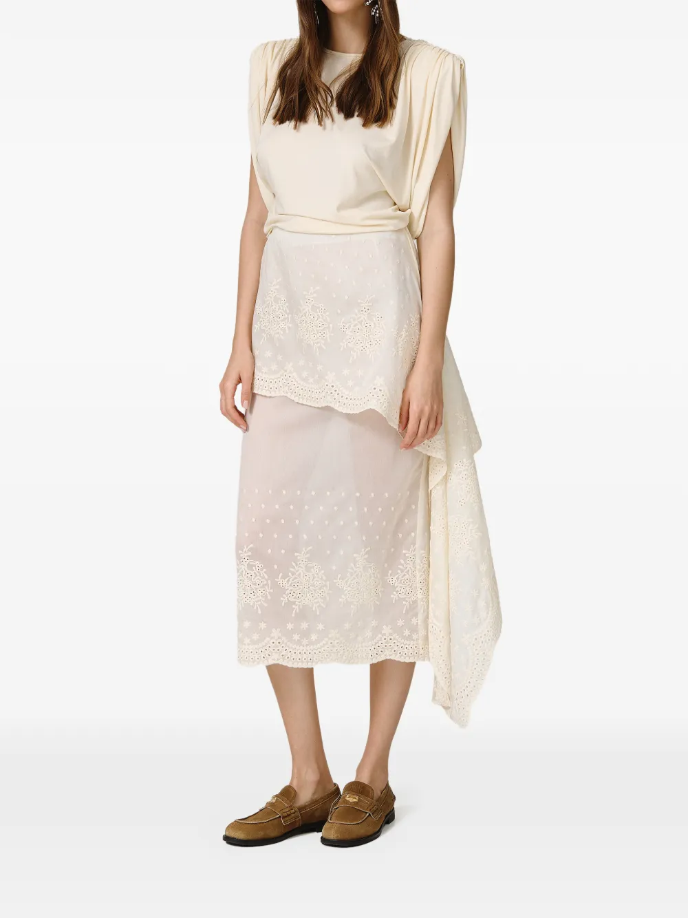  Pnk Oversized-shoulders Top - Neutrals 