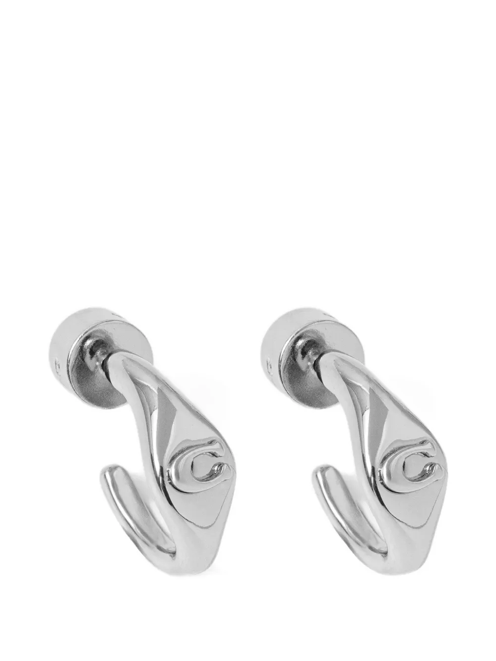 Coach logo-plaque hoop earrings - Argento
