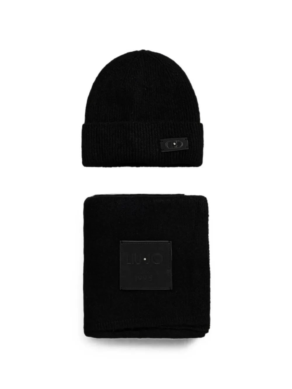 LIU JO logo-patch beanie hat set (set of two) - Nero