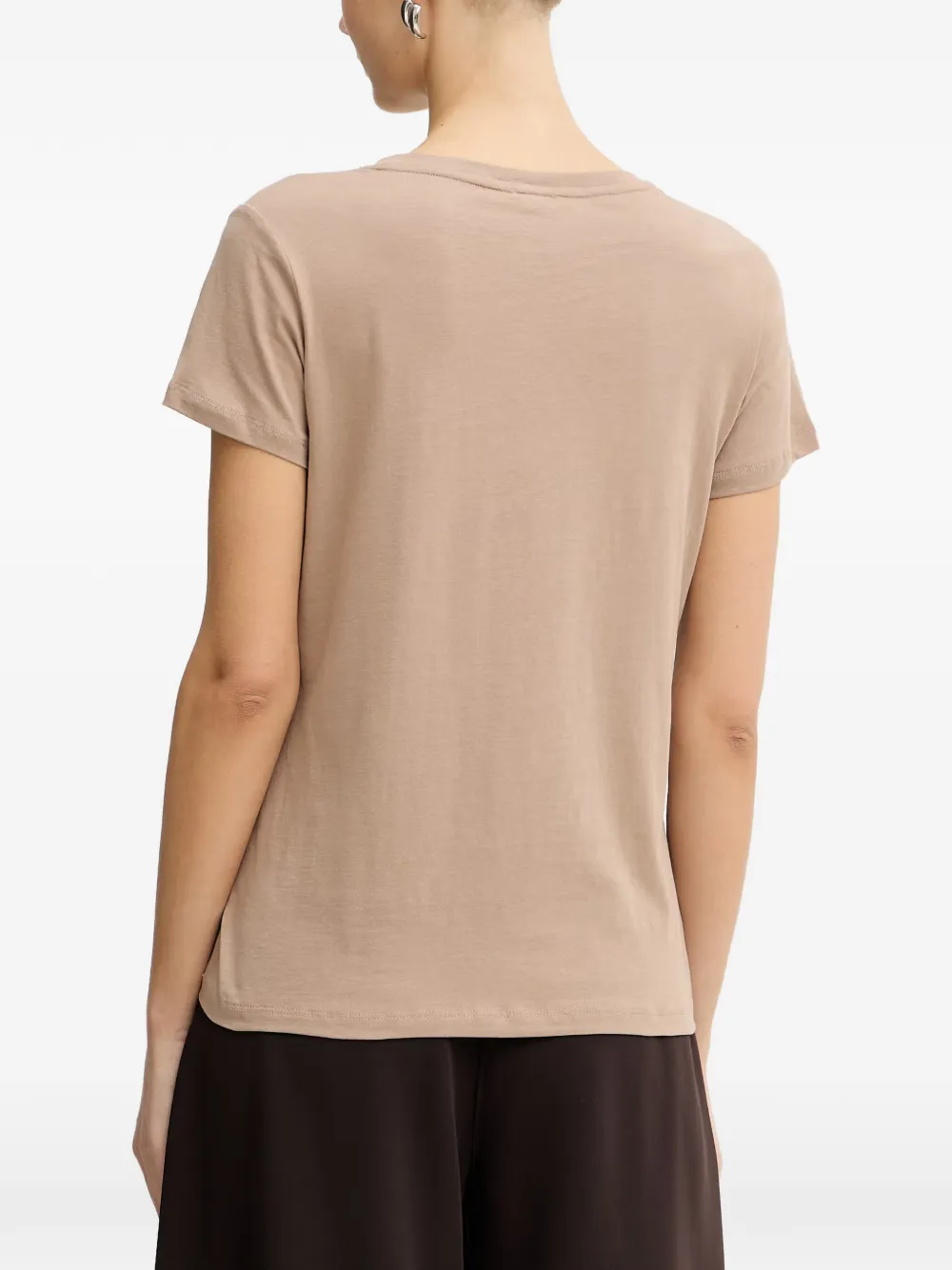 LIU JO V-neck logo-print T-shirt Beige