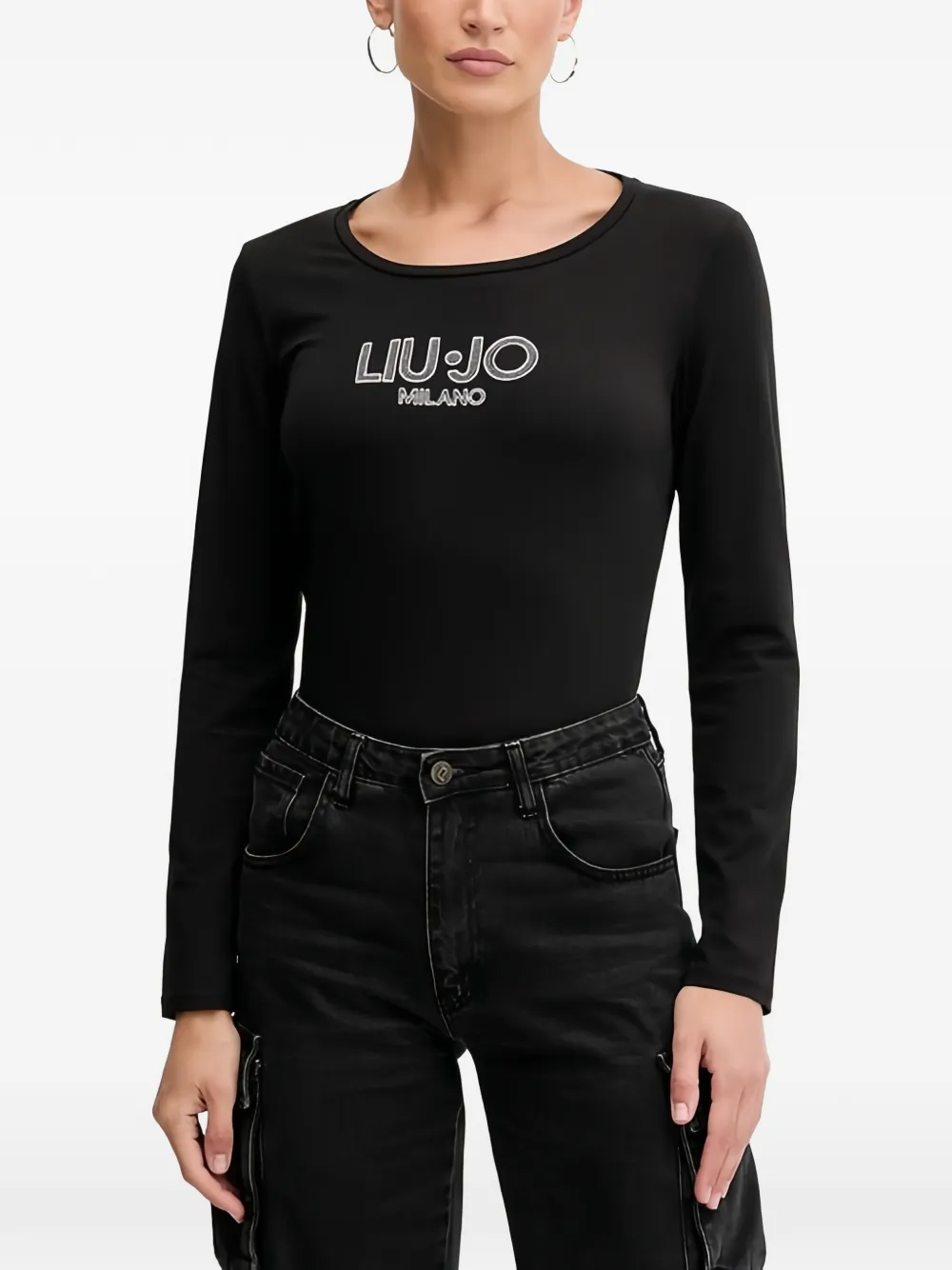 LIU JO long-sleeve beaded T-shirt - Nero