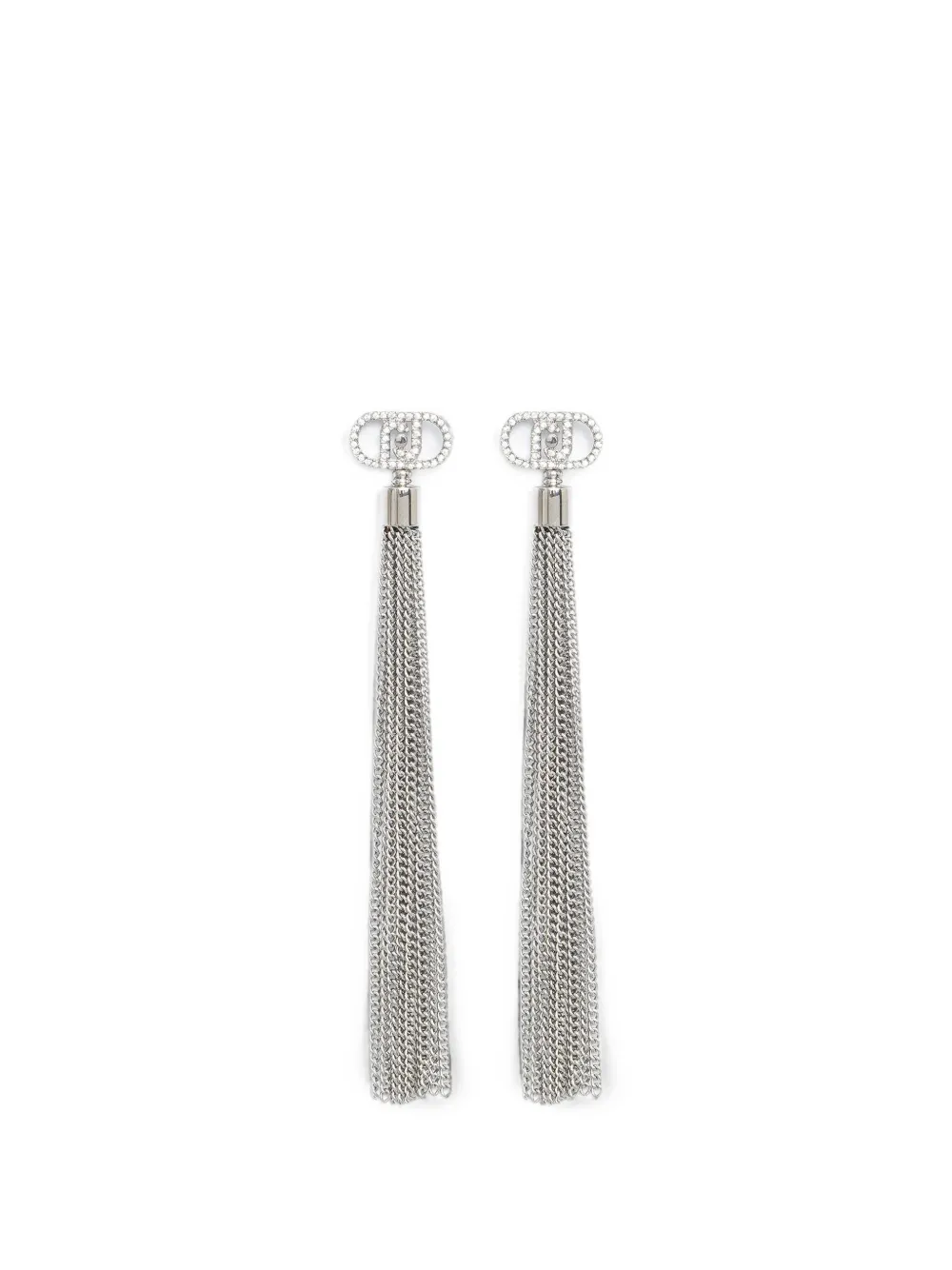 LIU JO crystal-embellished chain-fringe earrings - Silber