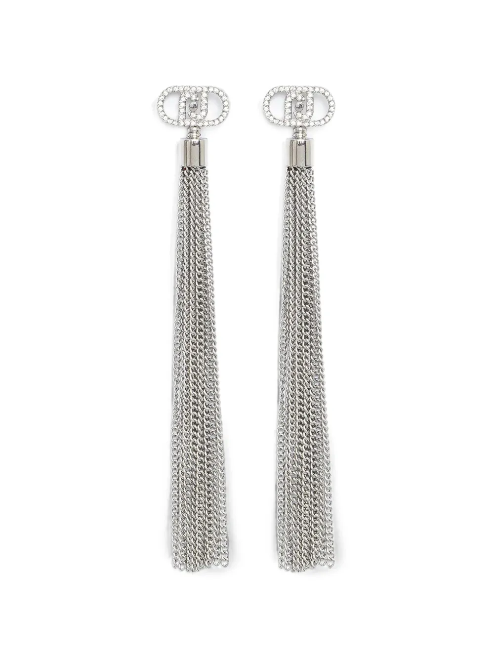 LIU JO crystal-embellished chain-fringe earrings - Argento