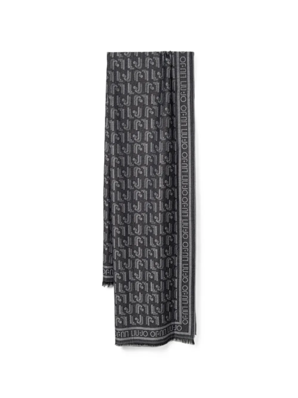 LIU JO logo-jacquard frayed scarf - Schwarz