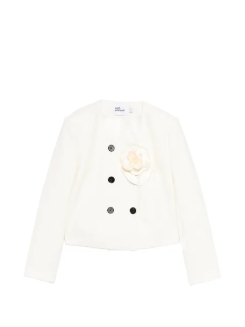 Self-Portrait floral-appliqué double-breasted jacket