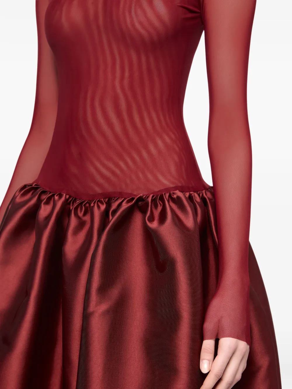 Atu Body Couture Doorzichtige jurk met ruches Rood