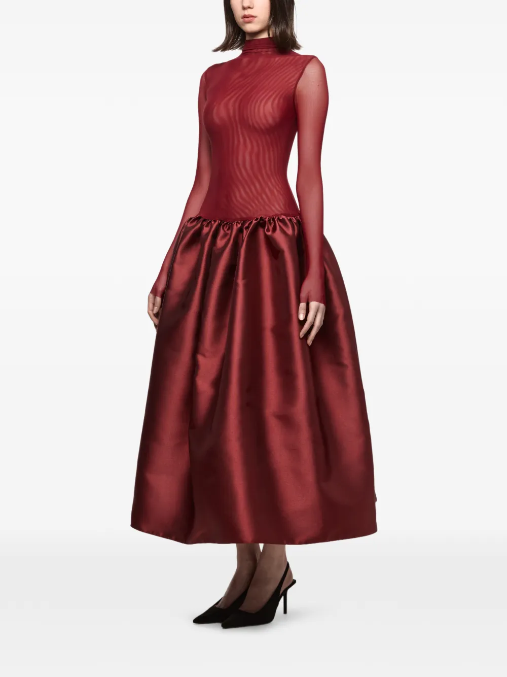  Atu Body Couture Sheer Ruffled Dress - Red 