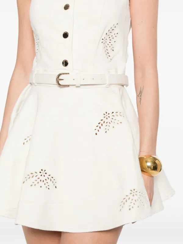 Self-Portrait Cutout Belted Mini Dress | Neutrals | FARFETCH AZ