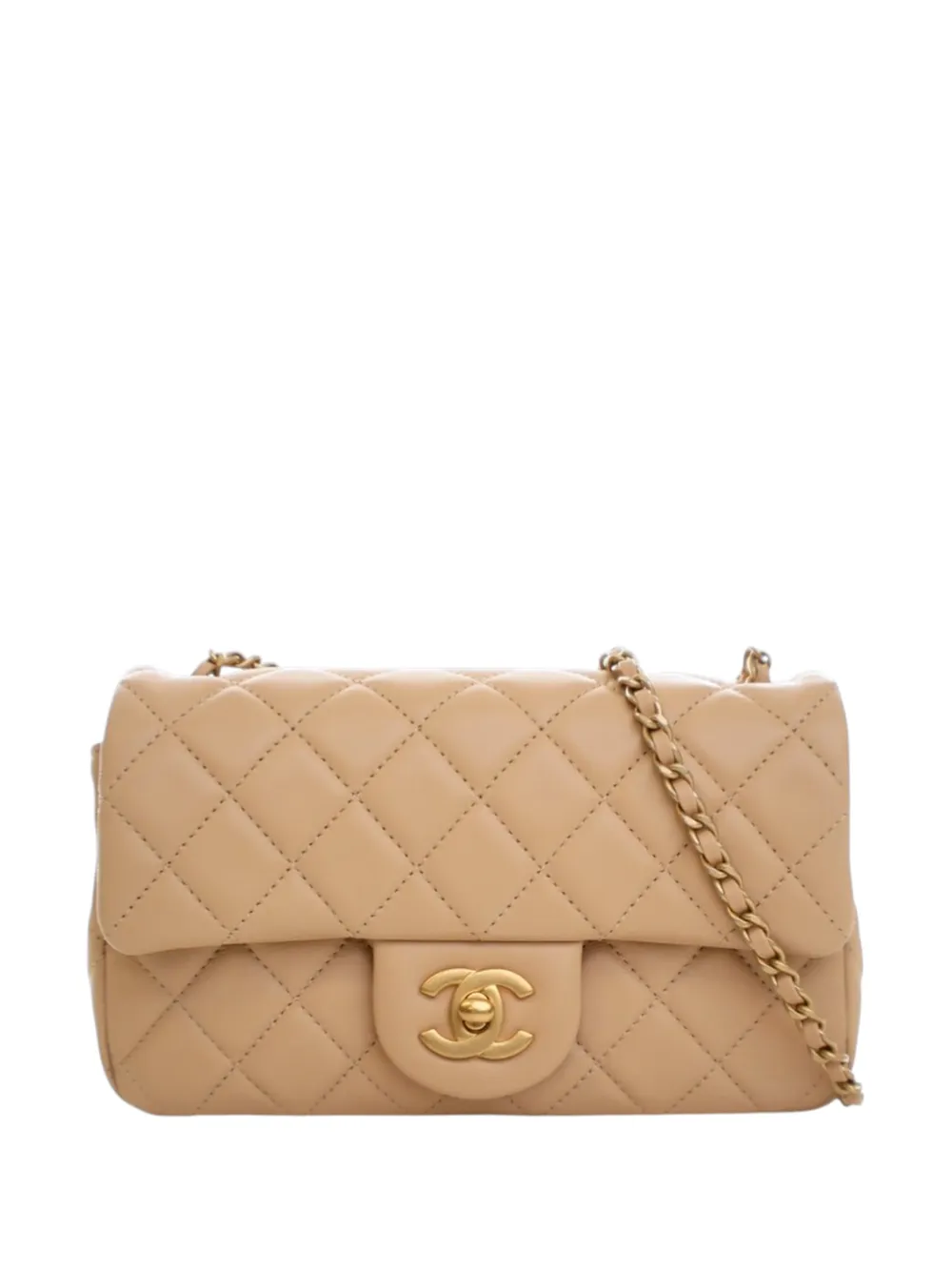 CHANEL Pre-Owned 2021-2025 Mini Rectangular Classic Lambskin Pearl Crush Single Flap crossbody bag - Marrone
