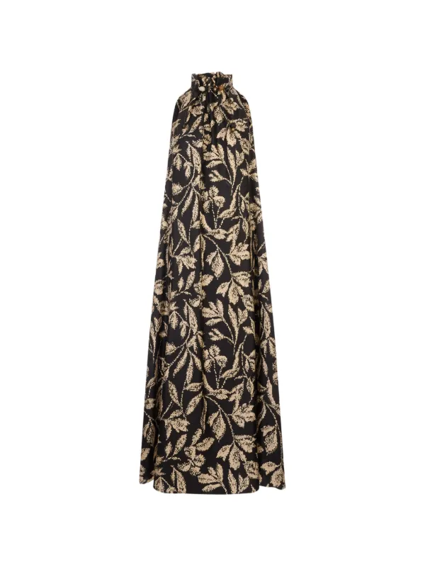 Max Mara Cartone Beaded Floral-print Maxi Dress in Black