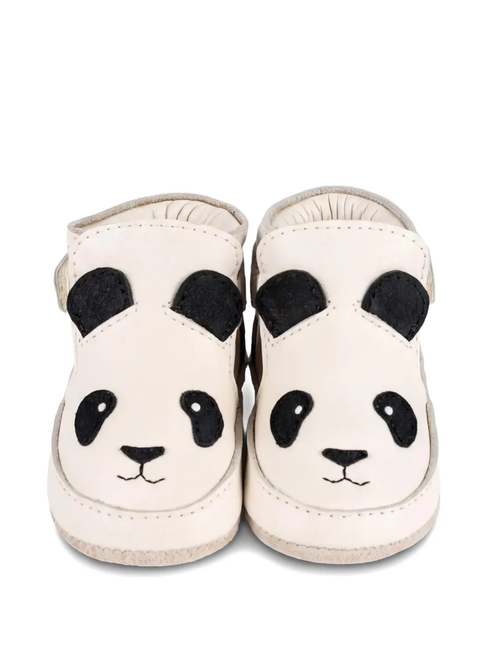 Donsje Slofjes met panda-applicatie Beige