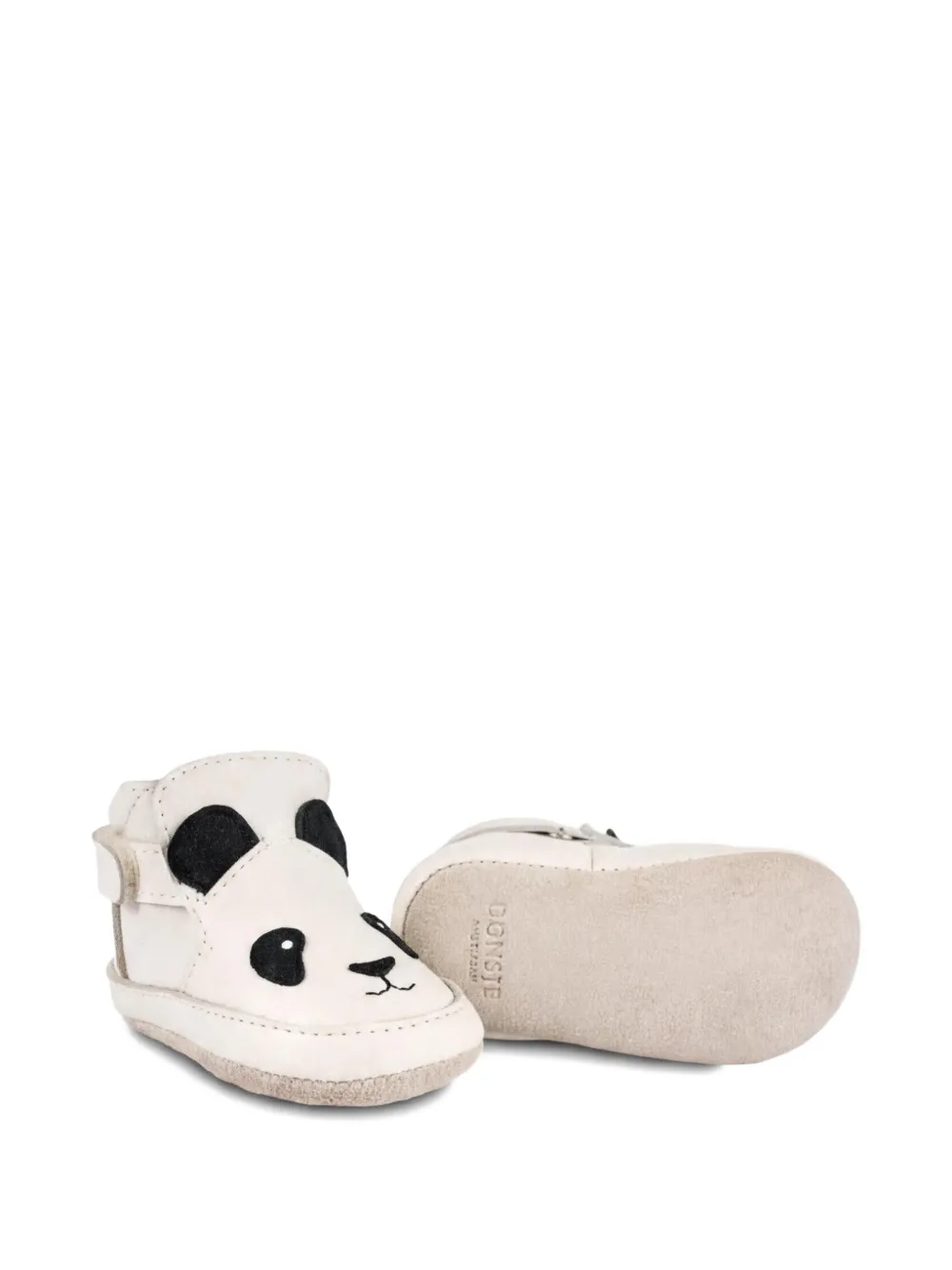 Donsje Slofjes met panda-applicatie Beige