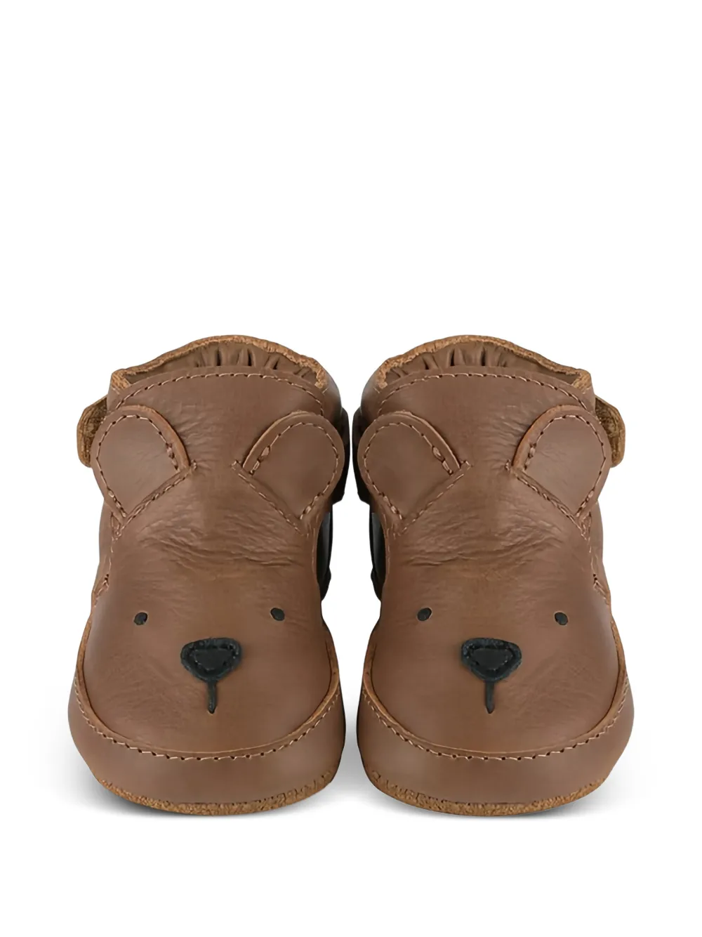Donsje Morris babyschoentjes met beer-applicatie Bruin