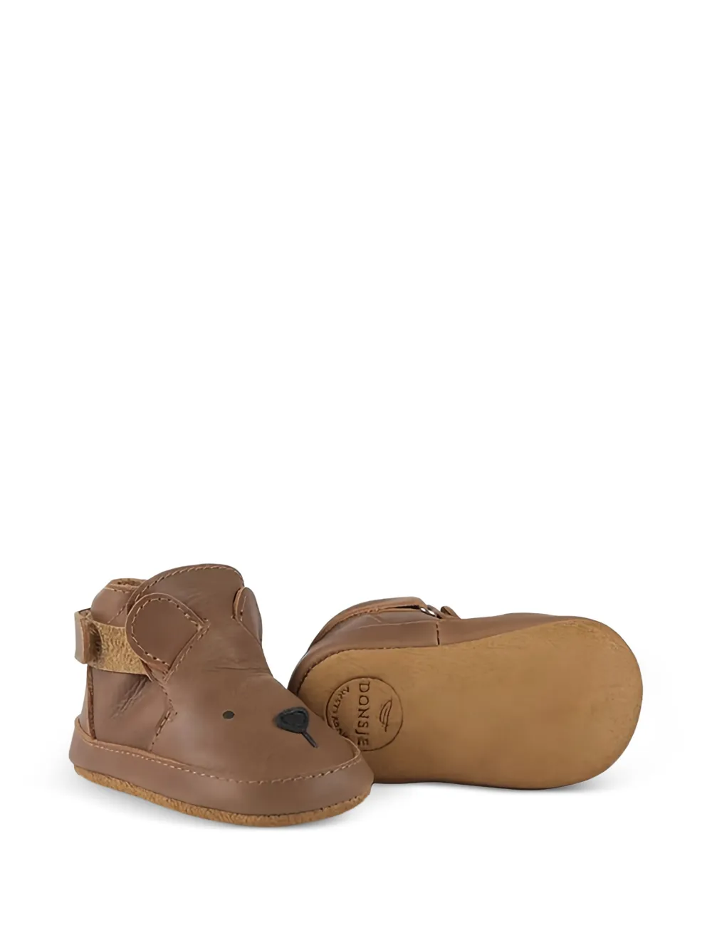 Donsje Morris babyschoentjes met beer-applicatie Bruin