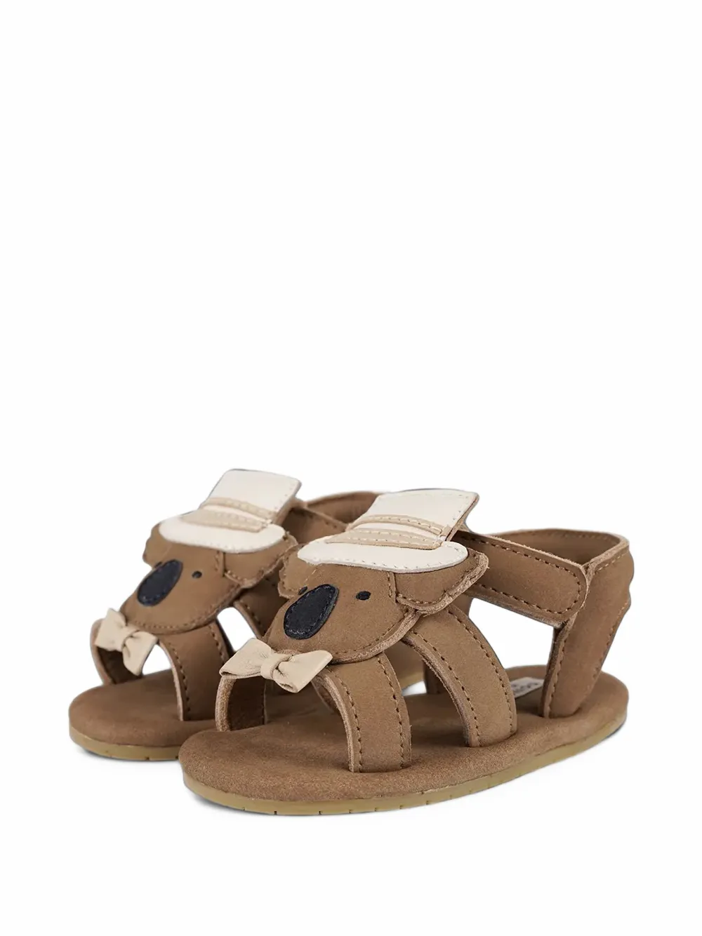 Donsje Stelloux koala-motif touch-strap sandals - Marrone