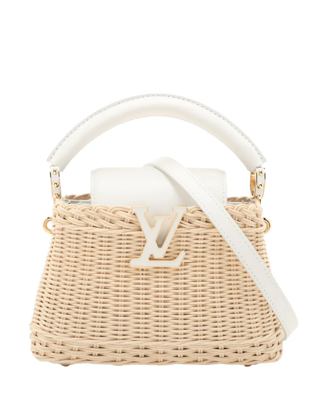 Louis Vuitton Pre-Owned 2021-2025 Mini Rattan and Smooth Calfskin Capucines satchel - Marrone