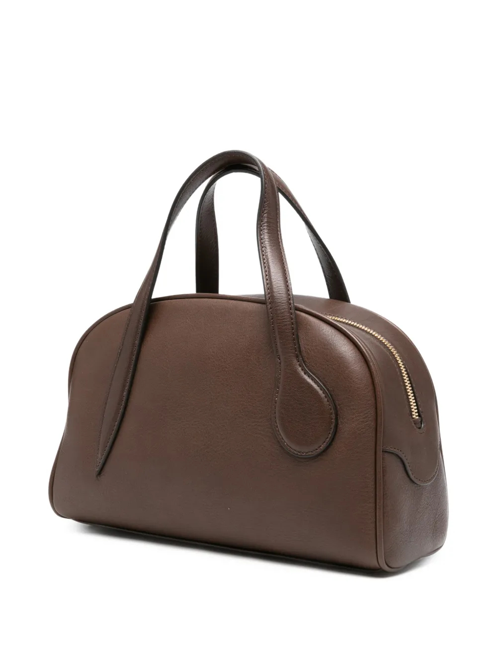  Liffner Mini Bowling Smooth Leather Tote Bag - Brown 