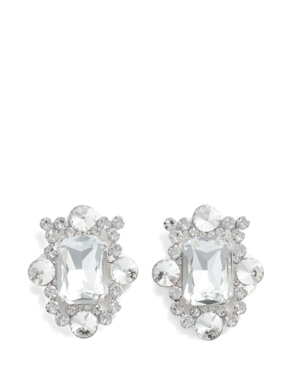 Self-Portrait crystal cluster statement earrings - Argento