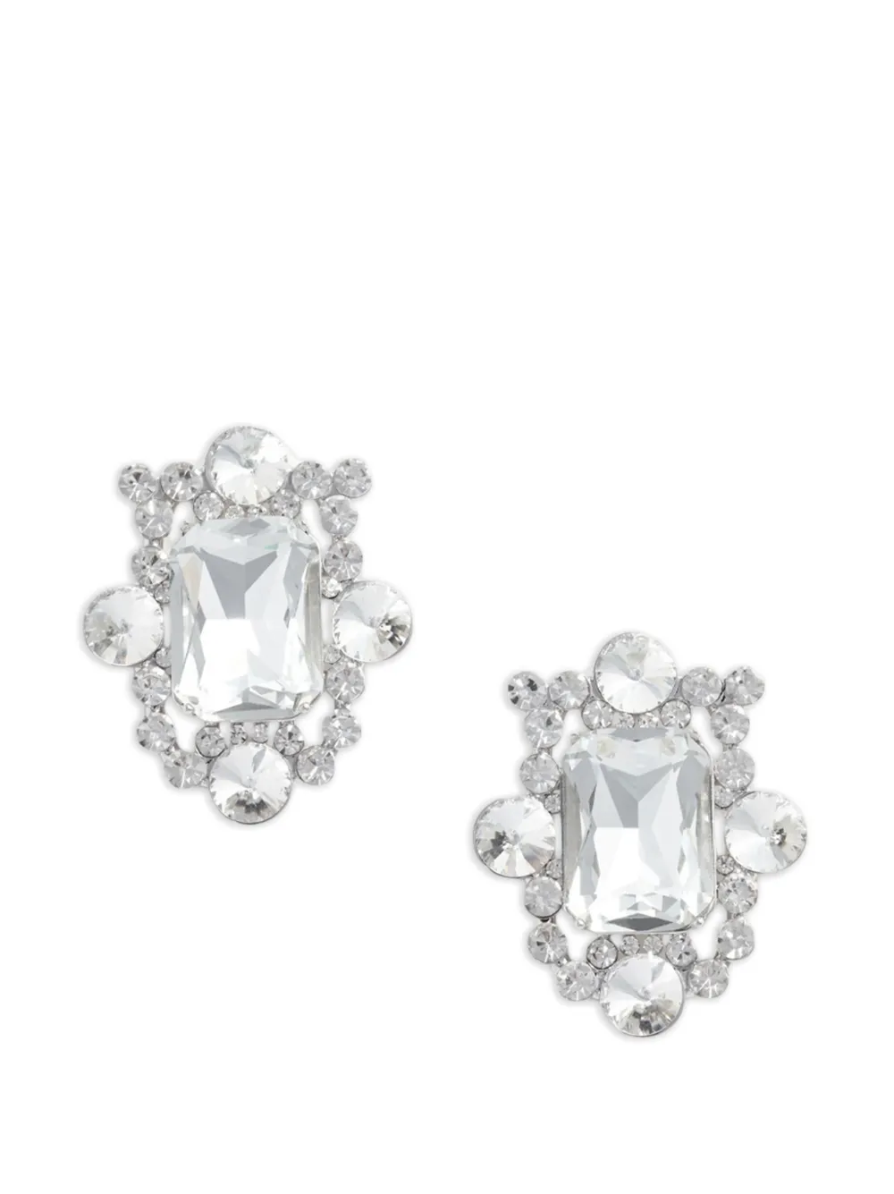  Self-portrait Crystal Cluster Statement Earrings - Silver 