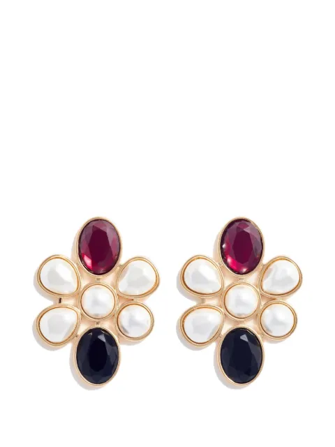 Self-Portrait crystal pearl cluster earrings