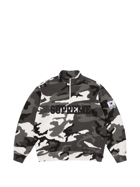 Supreme flag-detail half-zip camouflage-pattern sweatshirt