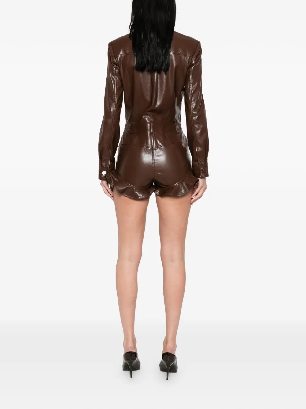 Self-Portrait Playsuit met ruches Bruin