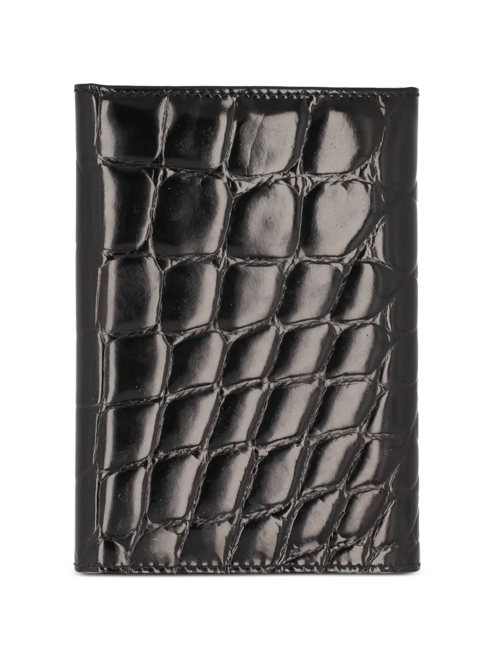 Vintage croc-embossed bifold wallet - Schwarz