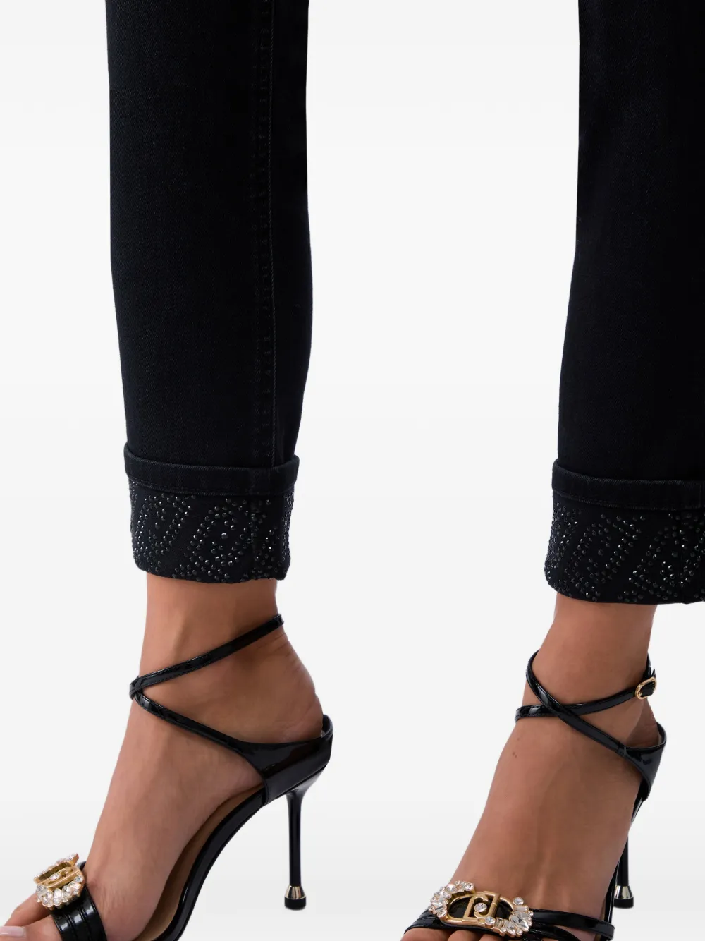 LIU JO Skinny jeans met stras Zwart
