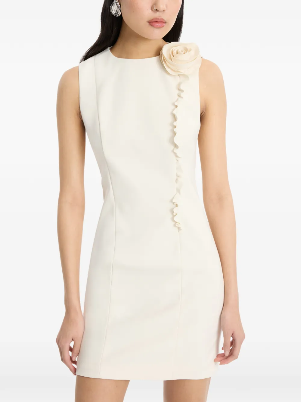 ROTATE BIRGER CHRISTENSEN Mini-jurk met ruches en bloemenprint Beige