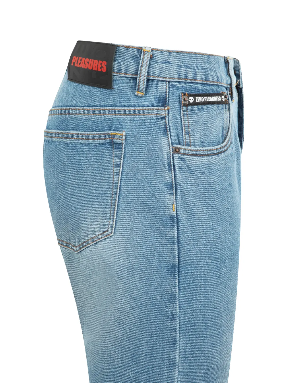 Pleasures Rotten jeans met geborduurde schedel Blauw