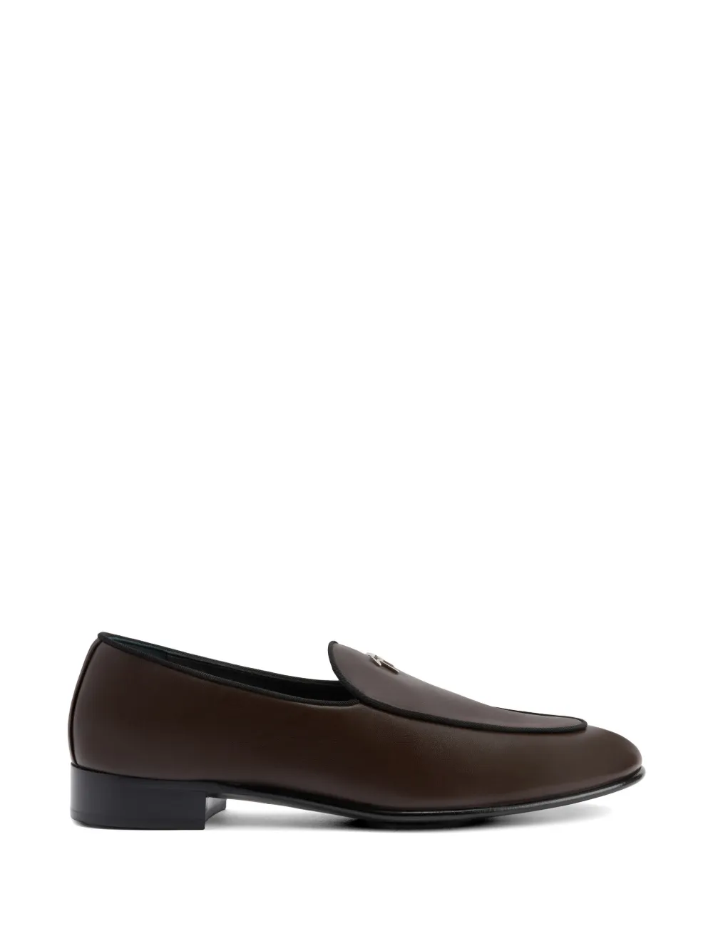 Giuseppe Zanotti metal logo leather loafers - Marrone