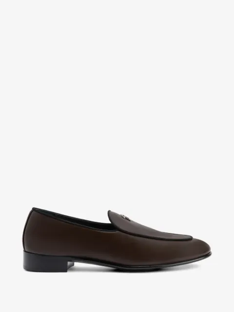 Giuseppe Zanotti metal logo leather loafers 
