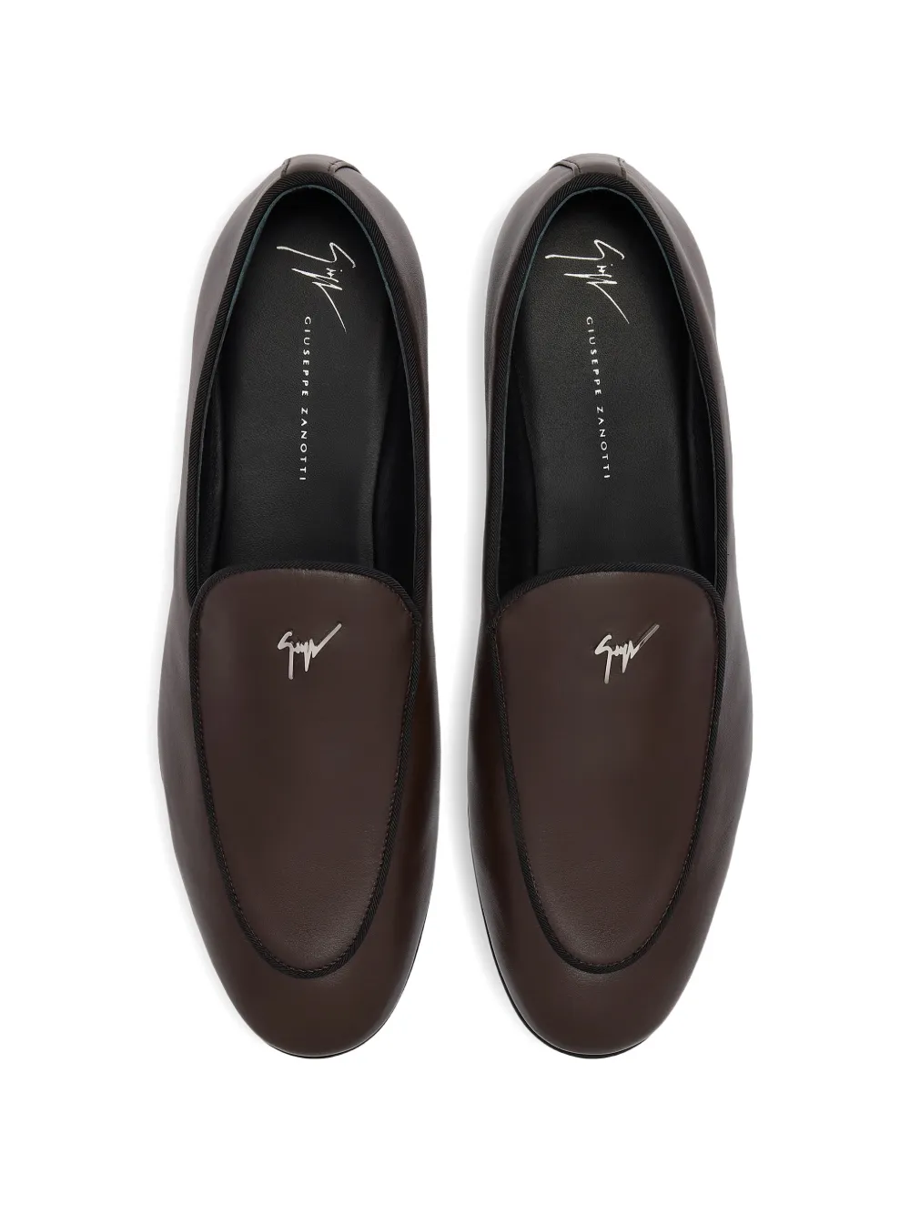 Giuseppe Zanotti Leren loafers met logo Bruin