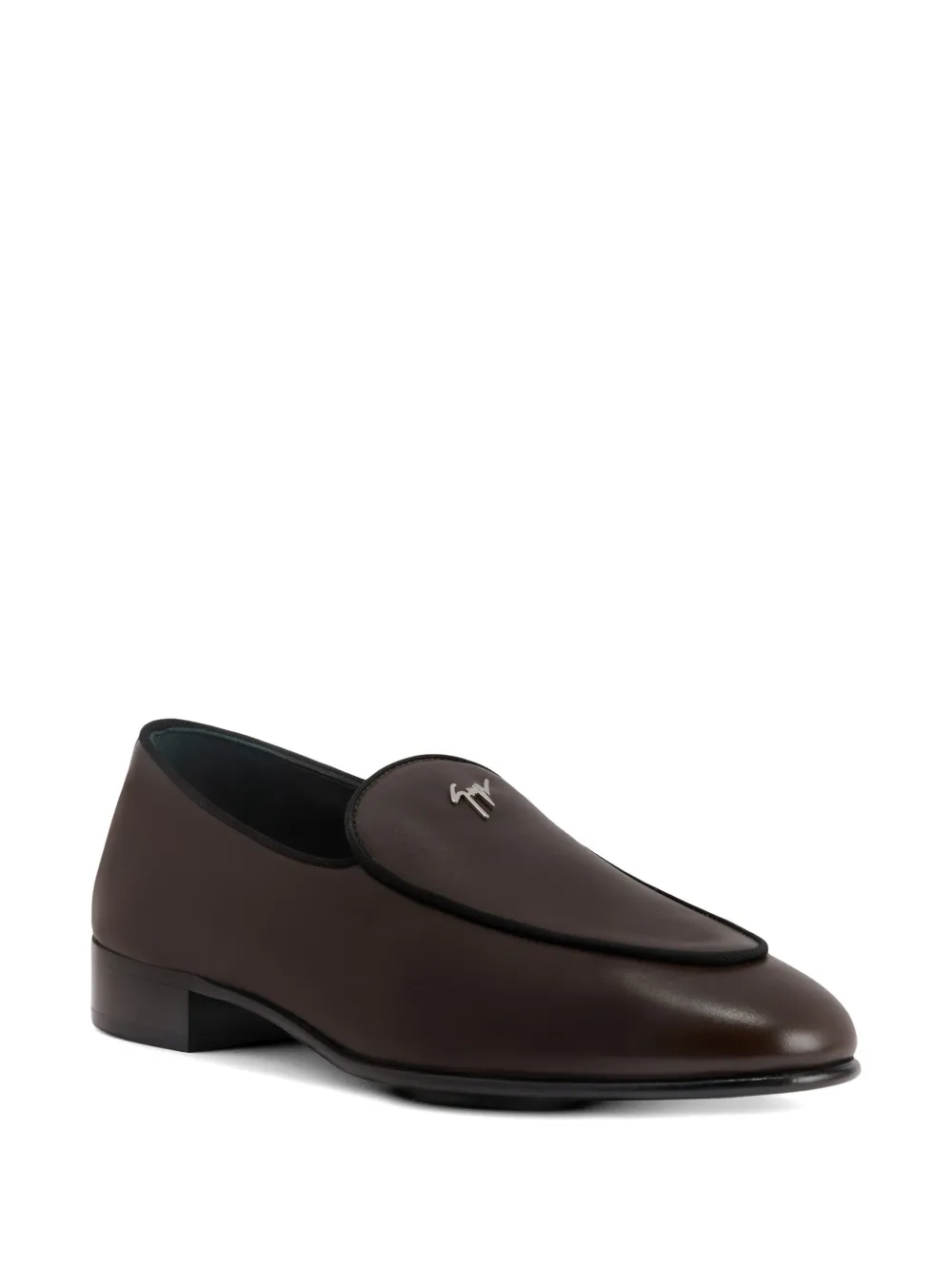 Giuseppe Zanotti Leren loafers met logo Bruin