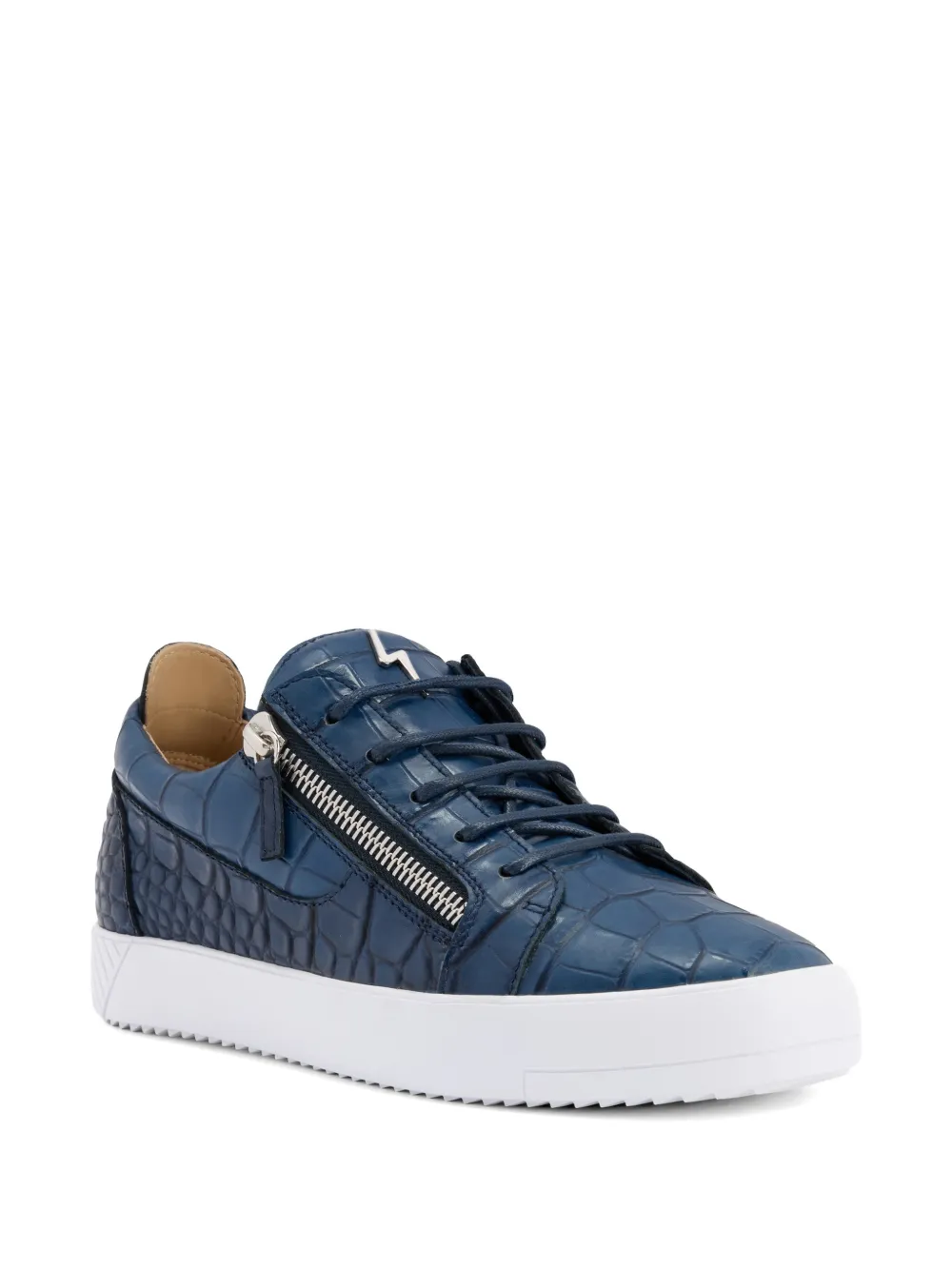 Giuseppe Zanotti Sneakers met krokodillen-reliëf en rits Blauw