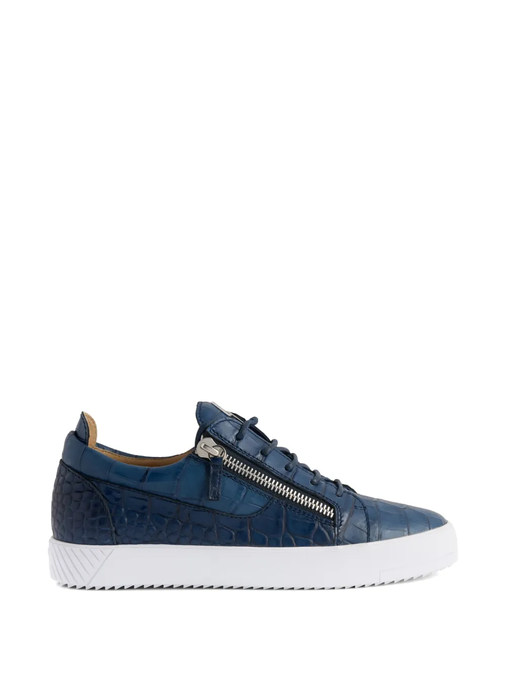 Giuseppe Zanotti Sneakers met krokodillen-reliëf en rits Blauw
