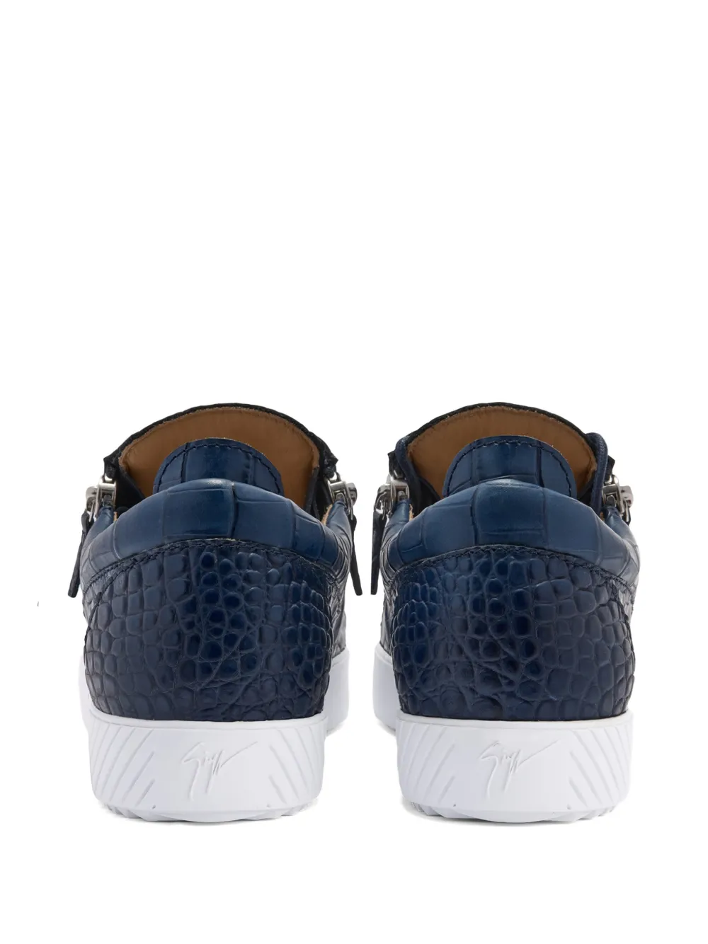 Giuseppe Zanotti Sneakers met krokodillen-reliëf en rits Blauw