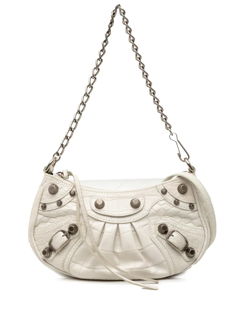 Balenciaga Pre-Owned 2022 Mini Embossed Leather Motocross Le Cagole satchel - Bianco