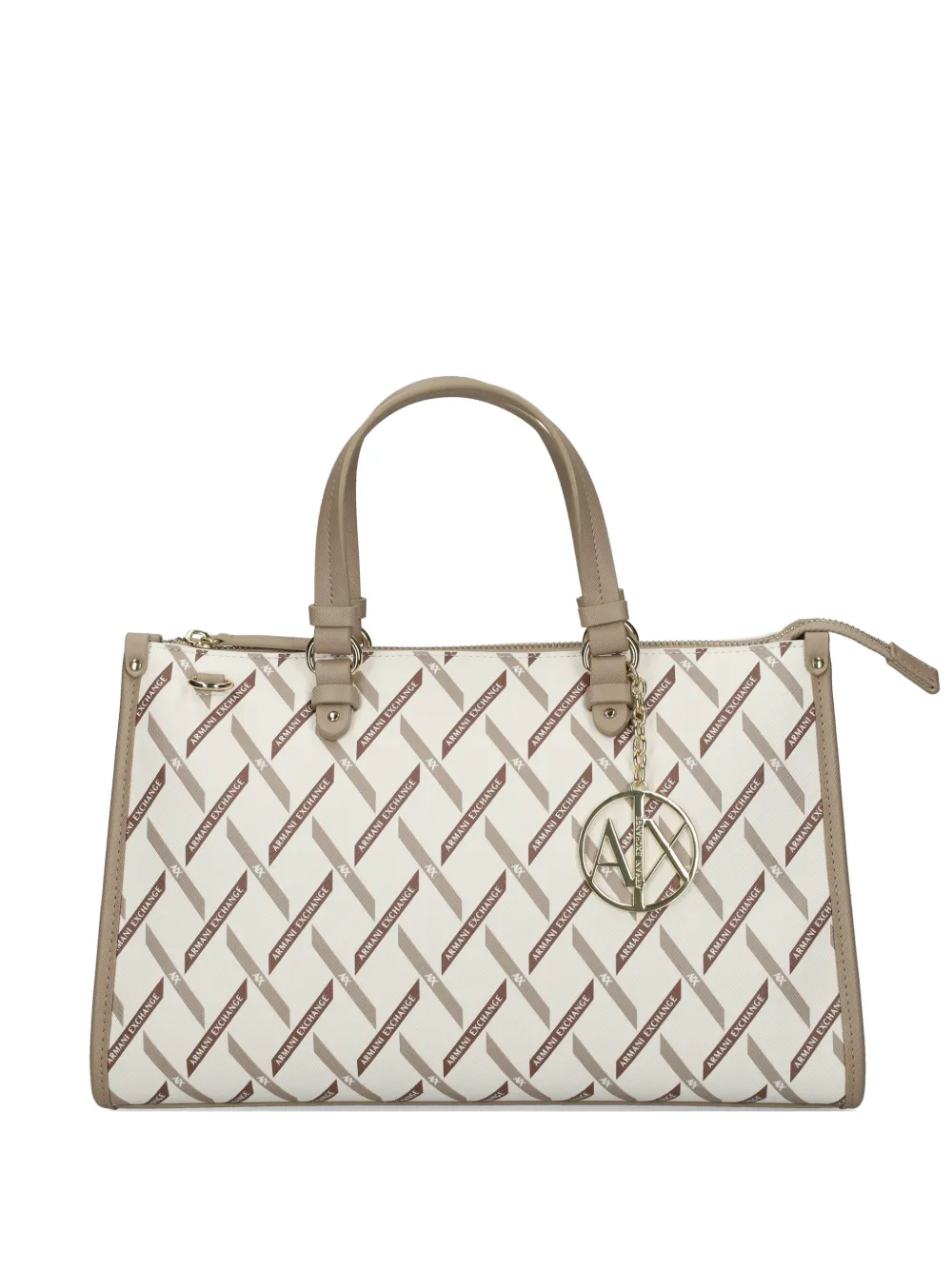 Armani Exchange Borsa tote con ciondolo logo - Bianco