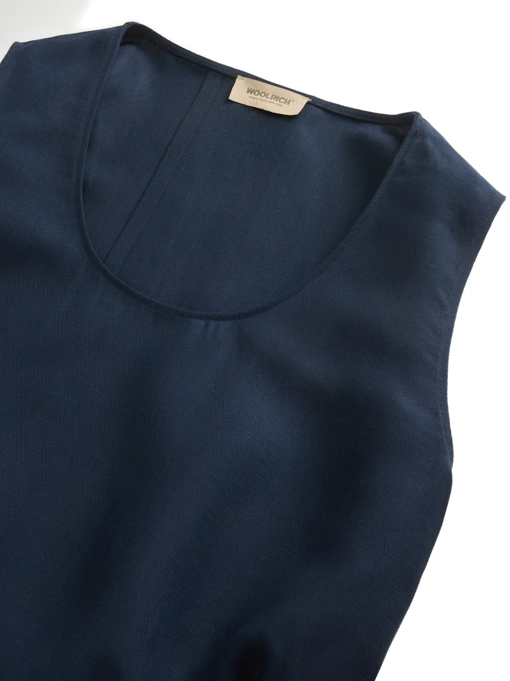  Woolrich Belted Round-neck Midi Dress - Blue 