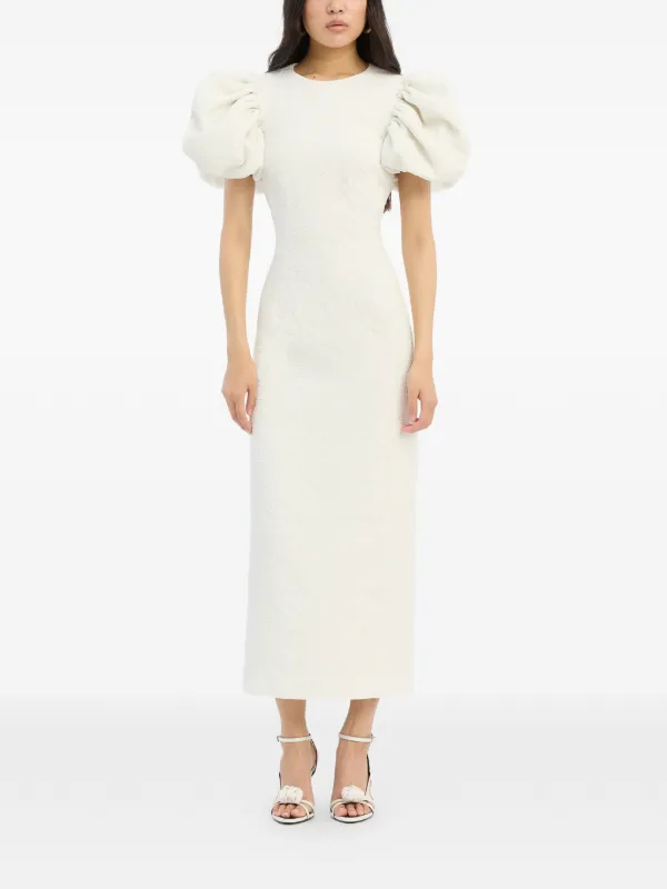 rotate jacquard midi dress ROTATE Yellow Alma Jacquard Midi Dress