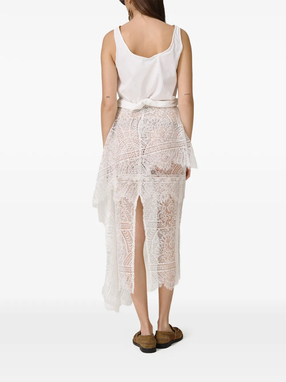  Pnk Round-neck Patch-detail Top - White 