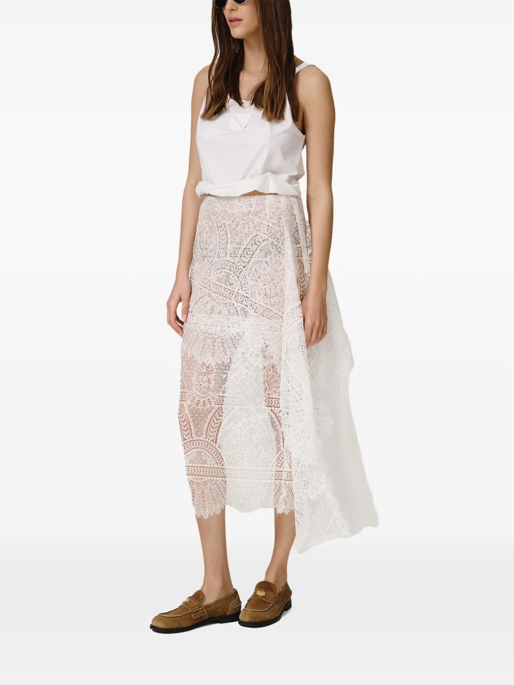  Pnk Round-neck Patch-detail Top - White 