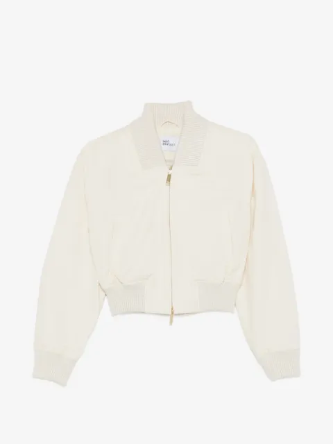 Self-Portrait ribbed-trim zip bomber jacket