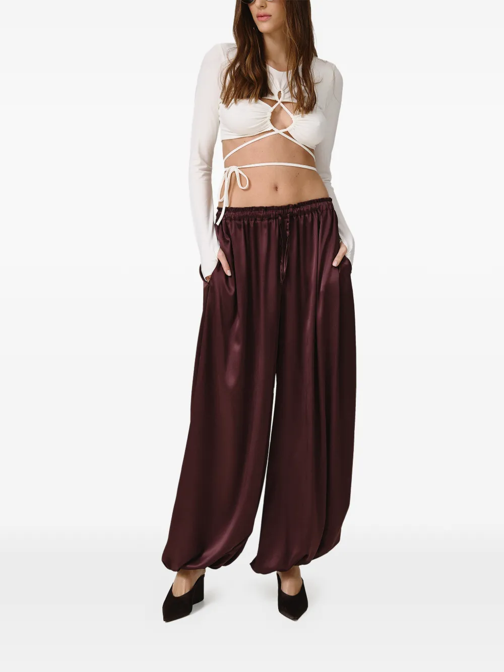 PNK tie-detail top - Bianco