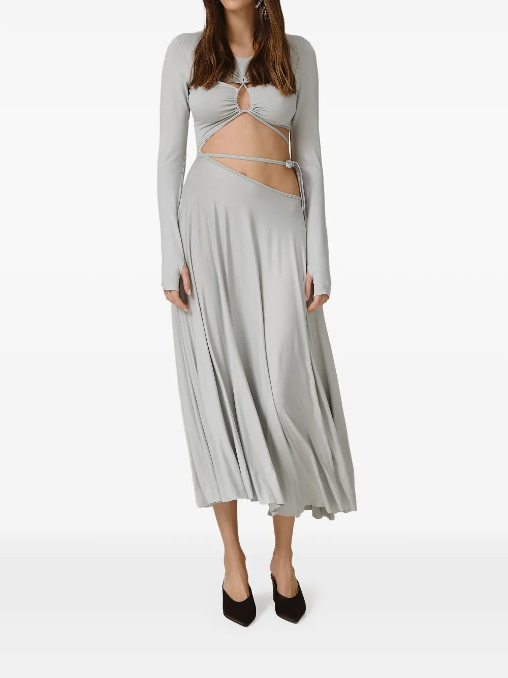 PNK cutout long-sleeve midi dress - Grigio