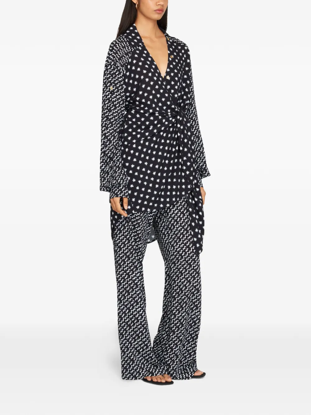Donde Esteban Broek met ster- en golfprint Zwart