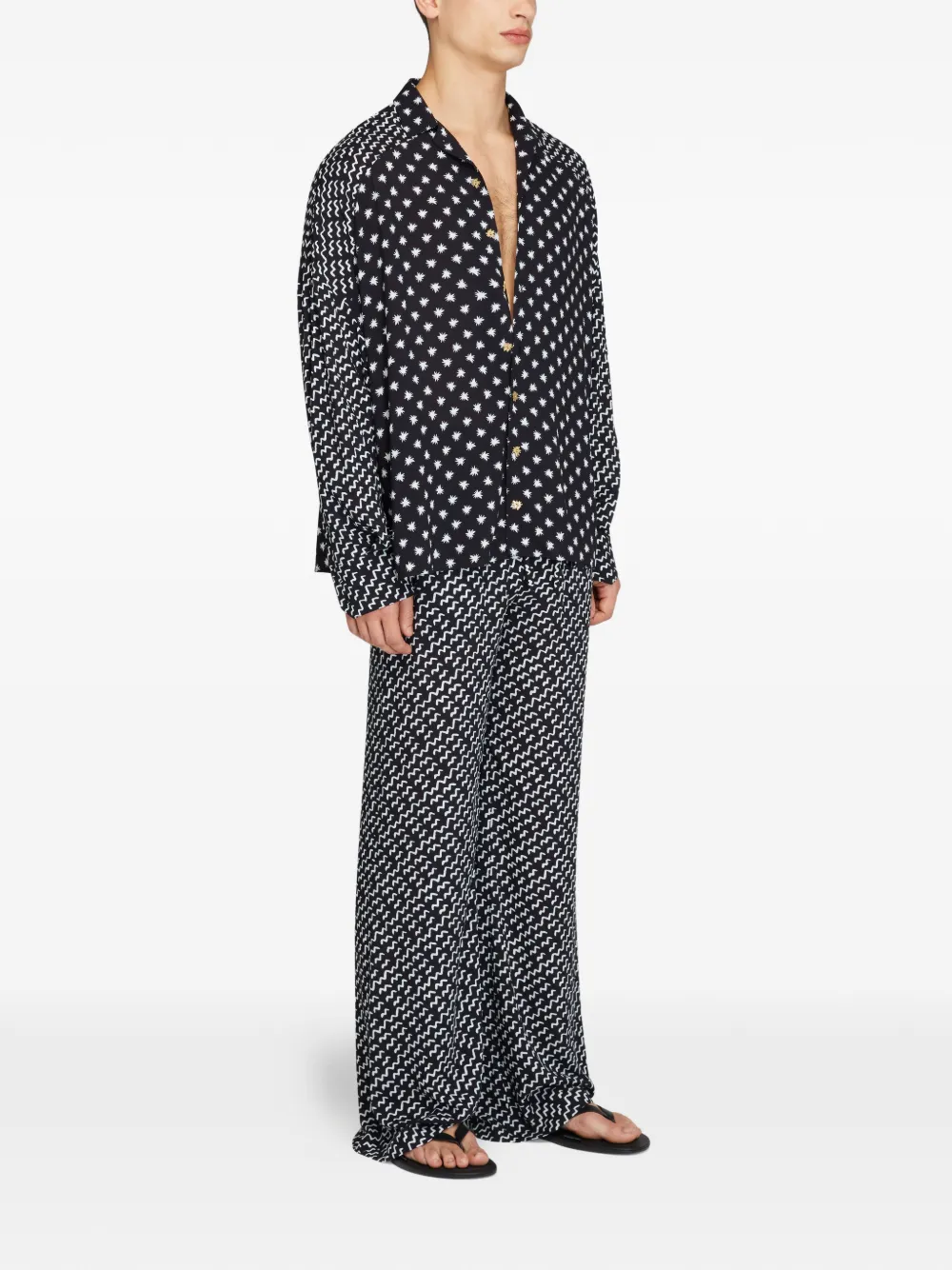 Donde Esteban Broek met ster- en golfprint Zwart